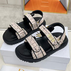 CD Dioract Sandal Beige & Black Cannage Tweed Leather