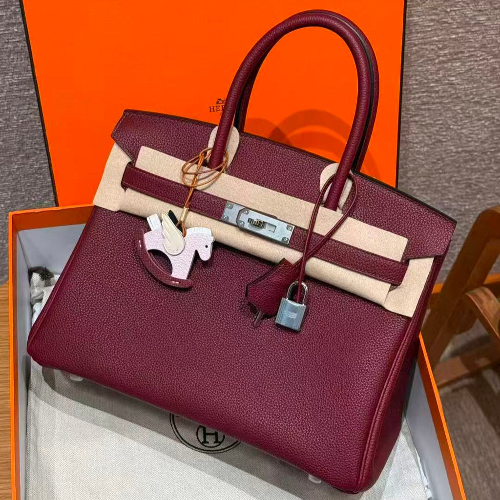 HM BIRKIN  BURGUNDY TOGO LEATHER SILVER HARDWARE
