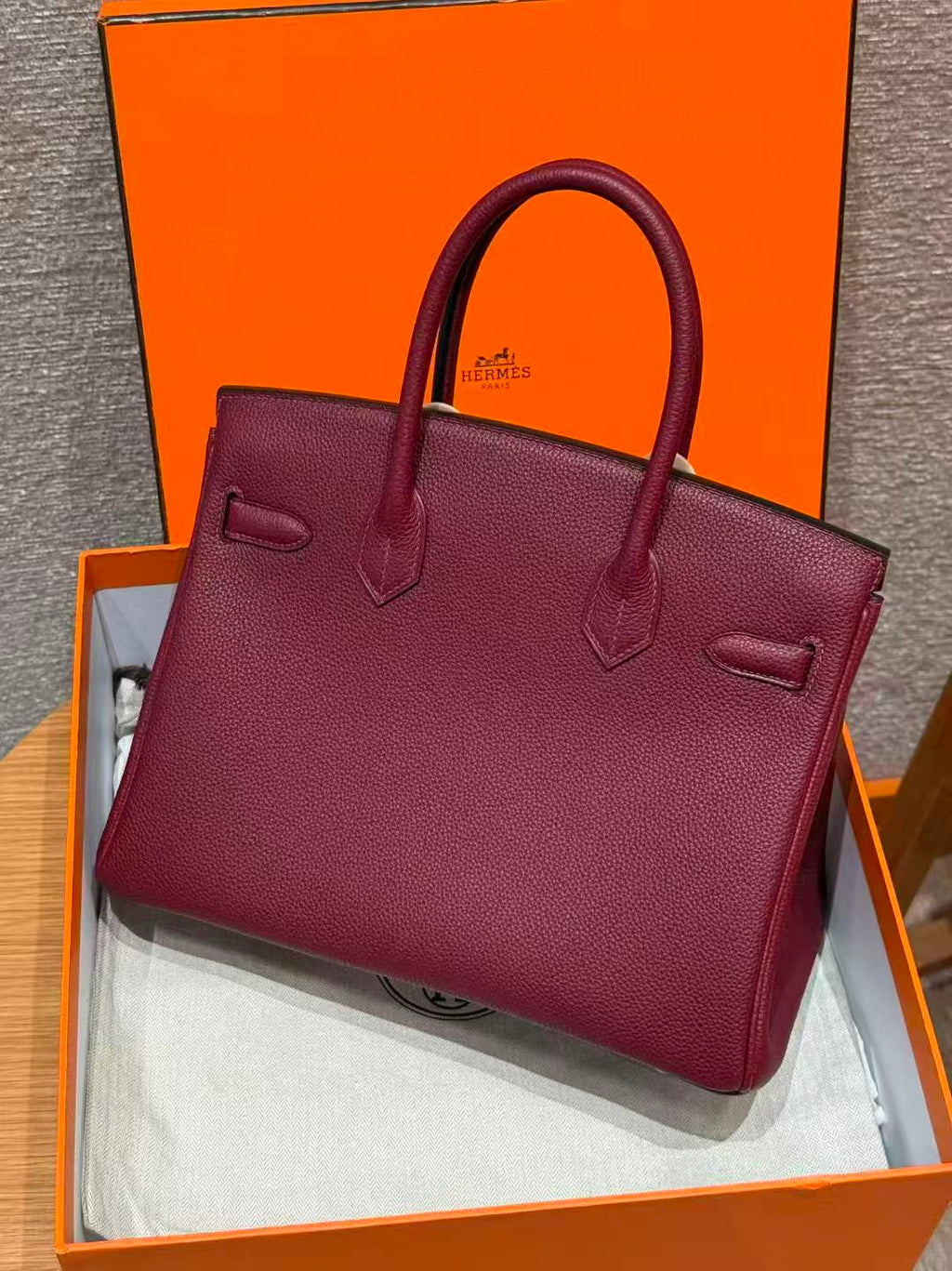 HM BIRKIN  BURGUNDY TOGO LEATHER SILVER HARDWARE