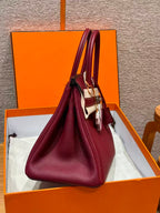 HM BIRKIN  BURGUNDY TOGO LEATHER SILVER HARDWARE