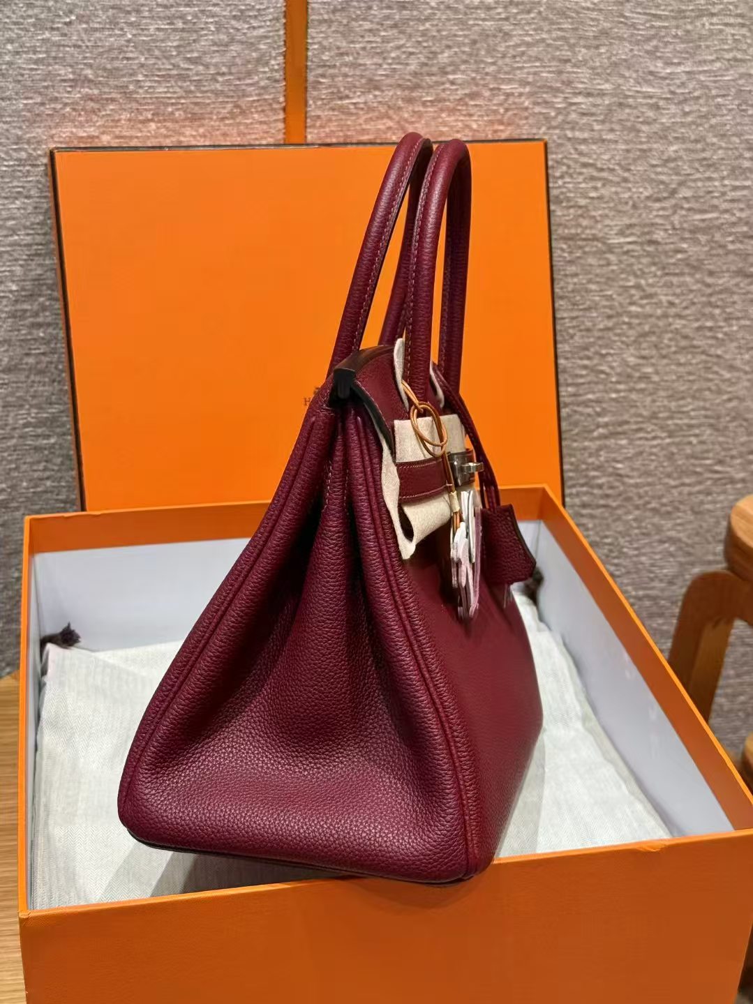 HM BIRKIN  BURGUNDY TOGO LEATHER SILVER HARDWARE