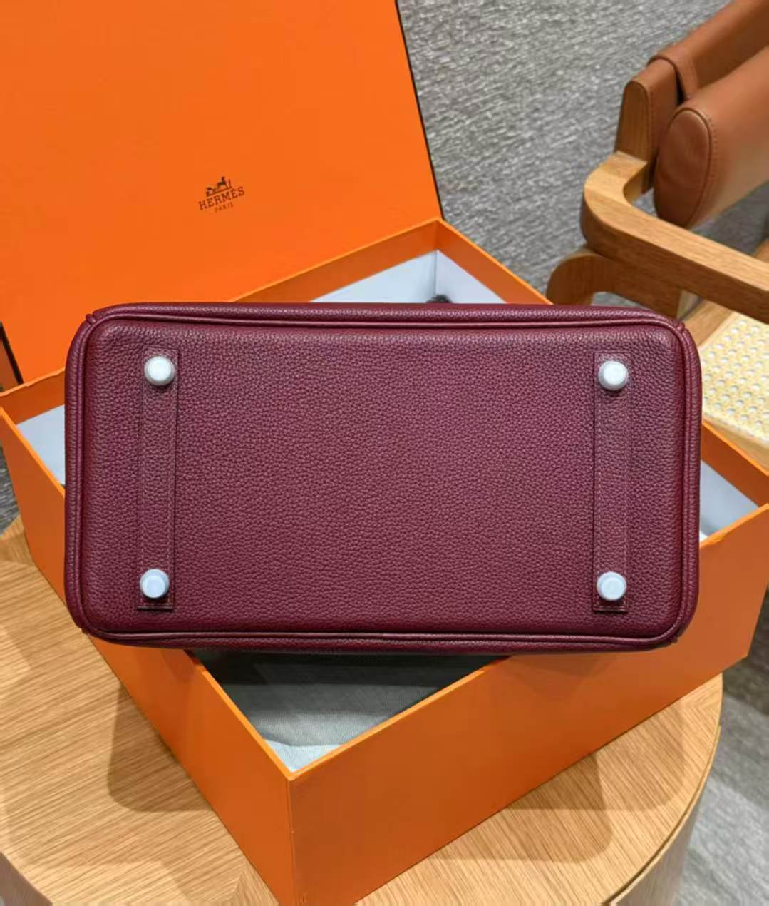 HM BIRKIN  BURGUNDY TOGO LEATHER SILVER HARDWARE