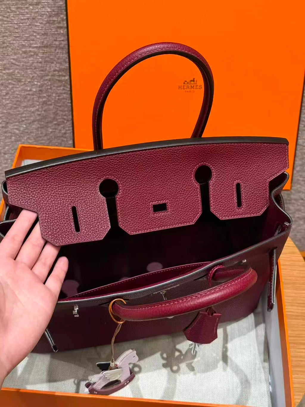 HM BIRKIN  BURGUNDY TOGO LEATHER SILVER HARDWARE