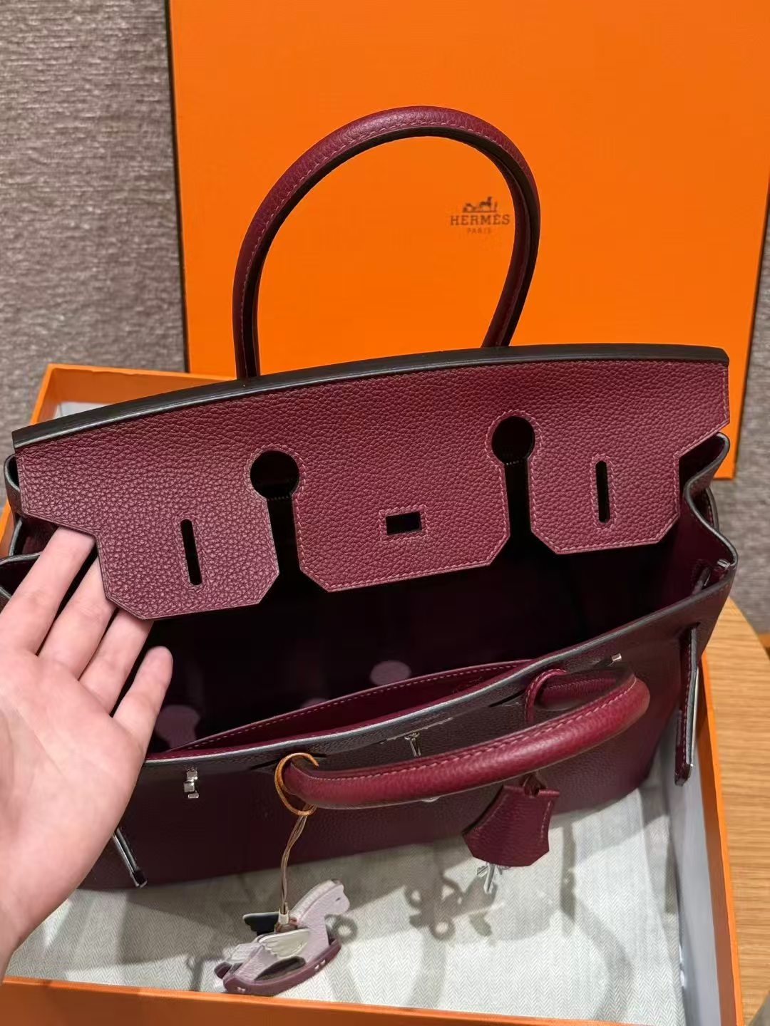 HM BIRKIN  BURGUNDY TOGO LEATHER SILVER HARDWARE
