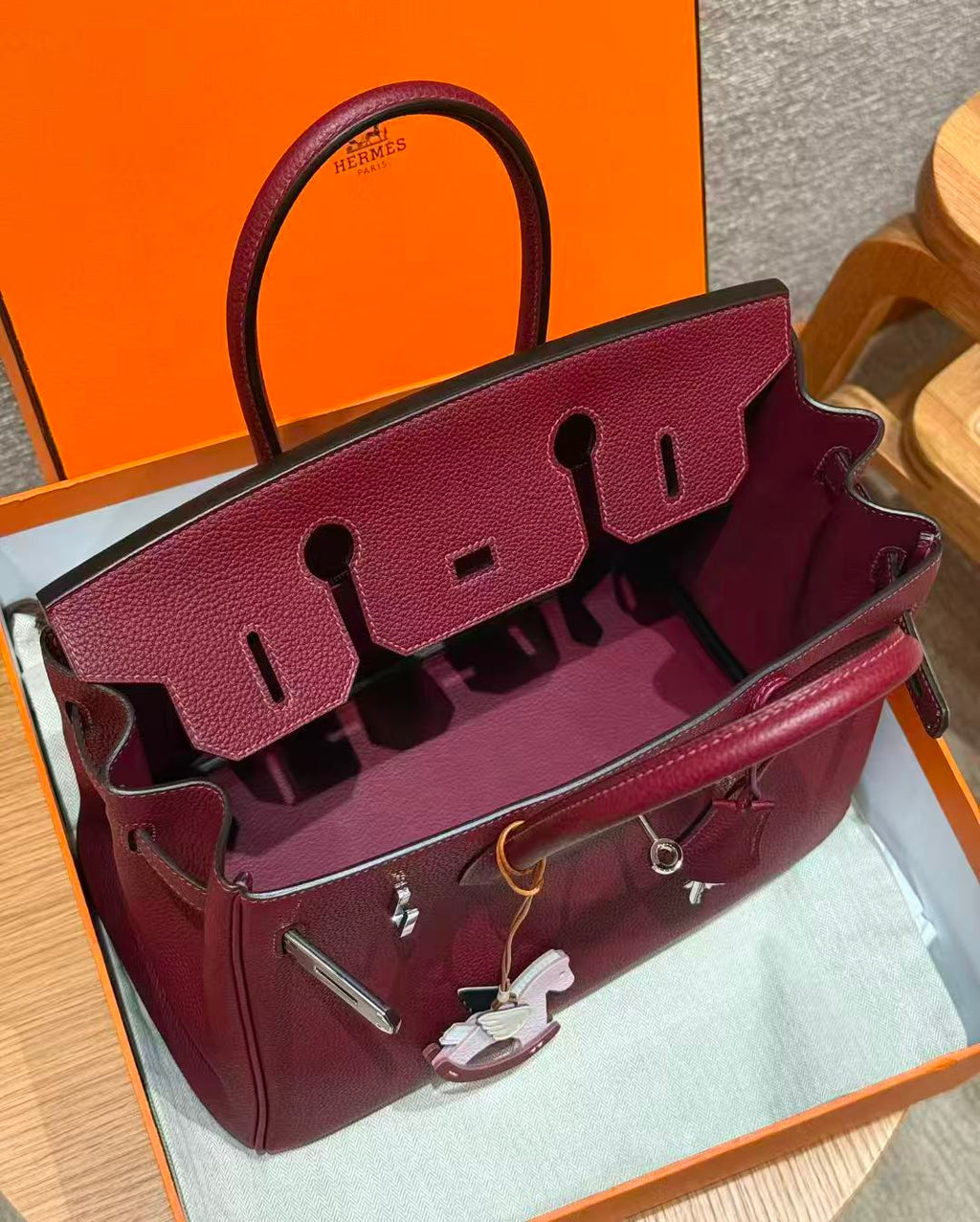 HM BIRKIN  BURGUNDY TOGO LEATHER SILVER HARDWARE