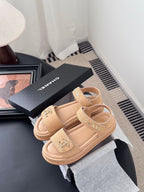 Chanel Sandal Beige Horsehair Calfskin