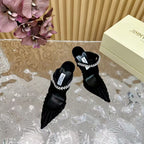 Jimmy Choo 2025 Flocked Velvet Striped Black Mesh Bing 100 Pumps With Crystals