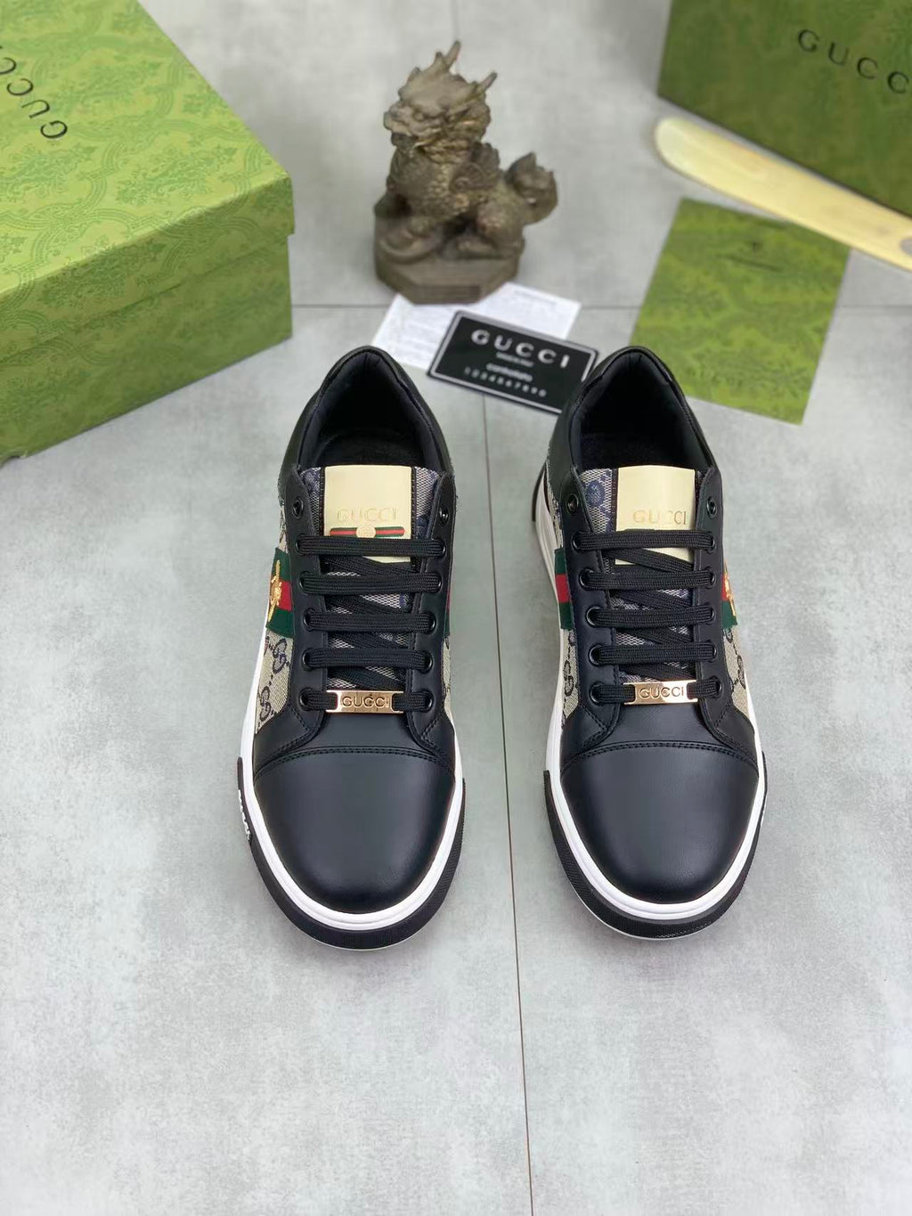 GG 25 Men's ACE Sneaker Black Sheepskin Canvas