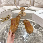 Celine 25 Rivet Birkenstock Slippers Brown Suede