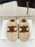 CL Elena Mule in Shearling 10mm Dark Beige Brown Wool