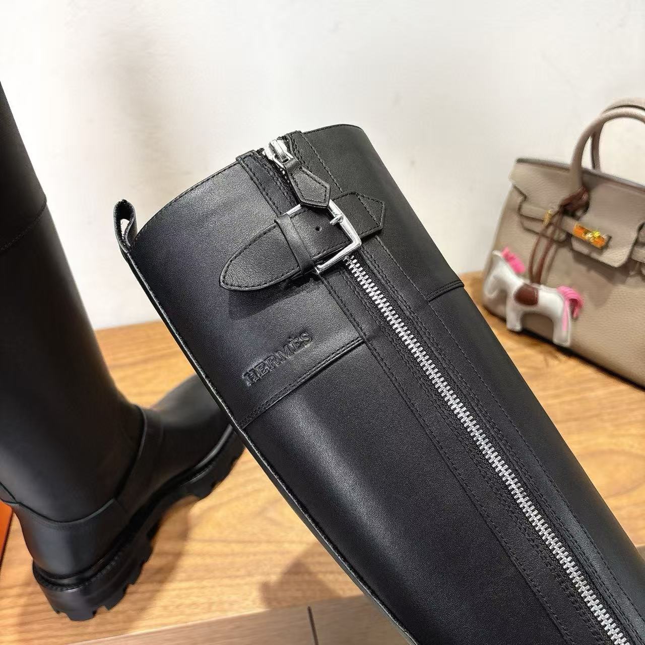 HM Jamie High Boots Black Calfskin