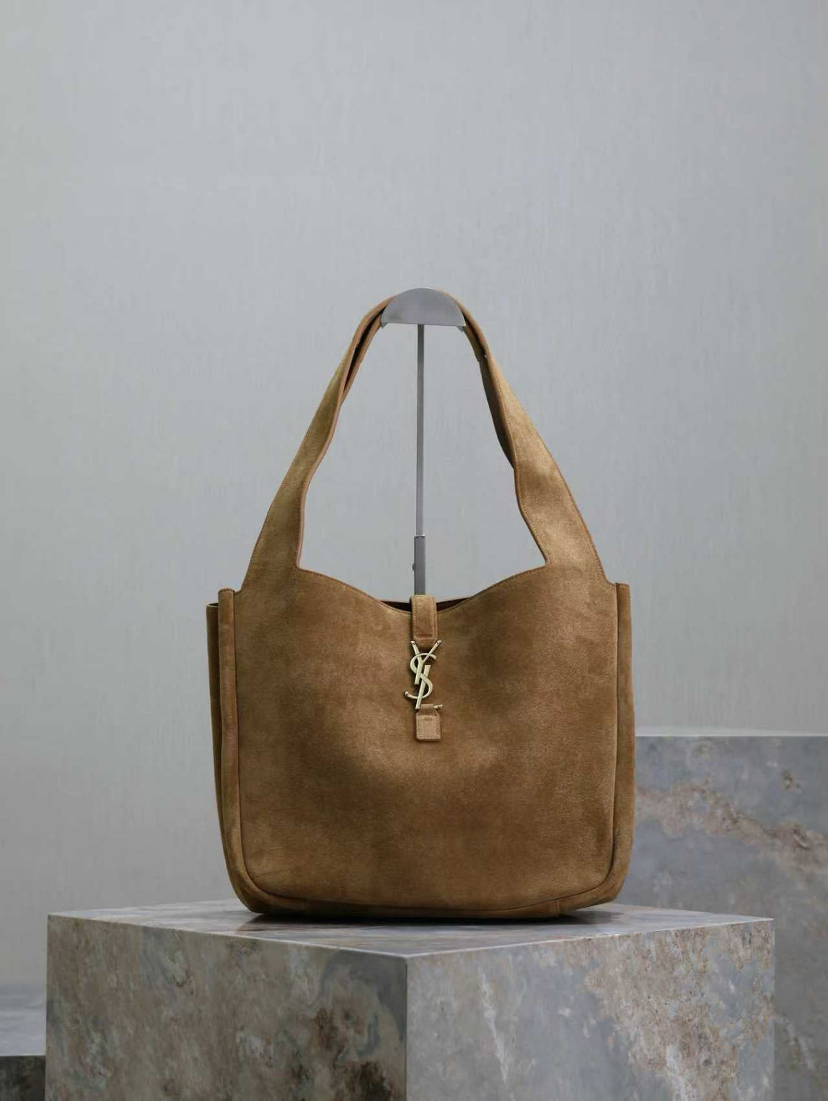 YSL 50 Bag Gold Hardware Tan Suede