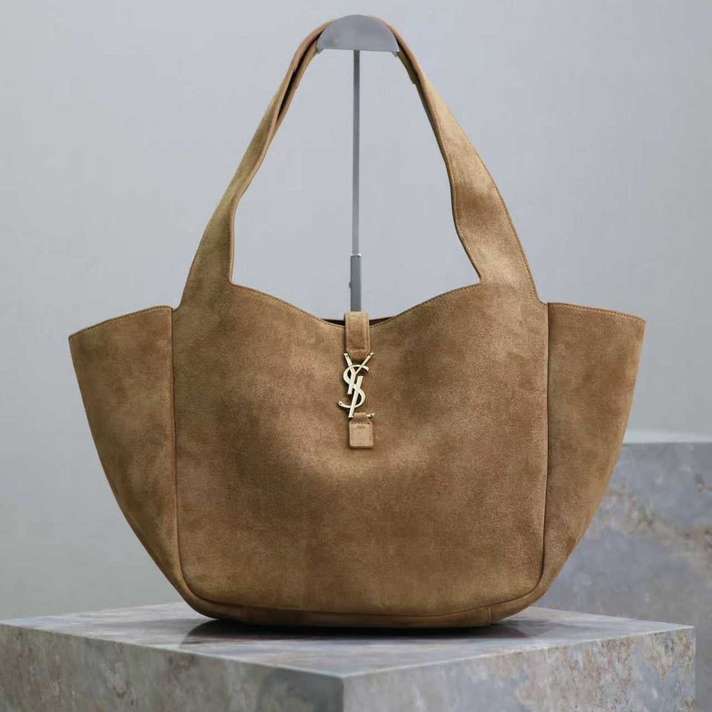 YSL 50 Bag Gold Hardware Tan Suede