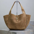 YSL 50 Bag Gold Hardware Tan Suede