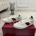 GG Shift Sneakers Elastic Back White Canvas Suede