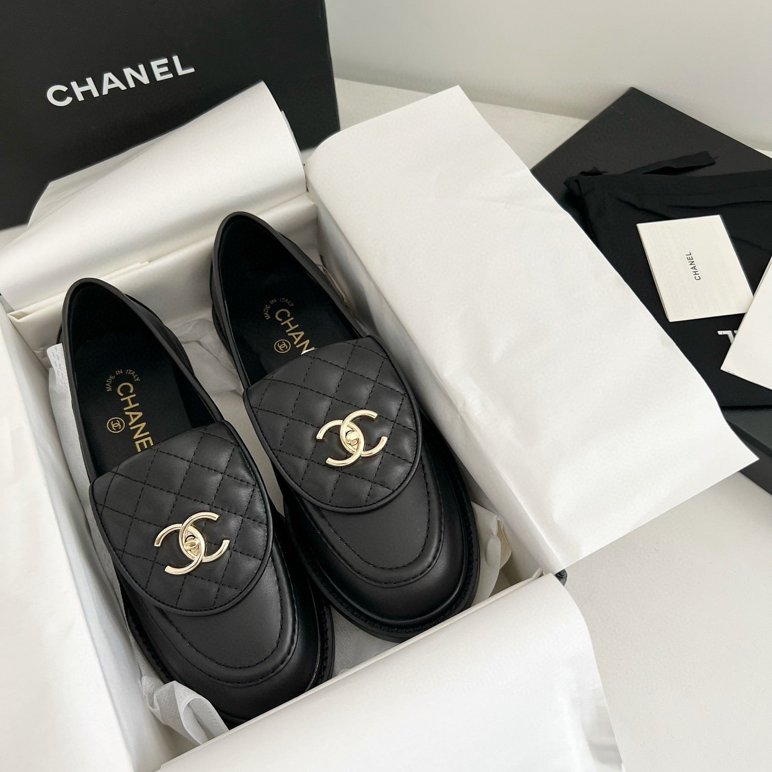 CC Moccasins 25mm In Black Lambskin