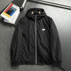 Prada 2025 Hooded Jacket Black Re-Nylon