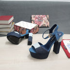 DG Platform Sandals 105mm High Heel  Blue Patchwork Denim