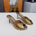 Aquazzura Ce Soir Mule 75mm Gold Metalic Nappa Leather