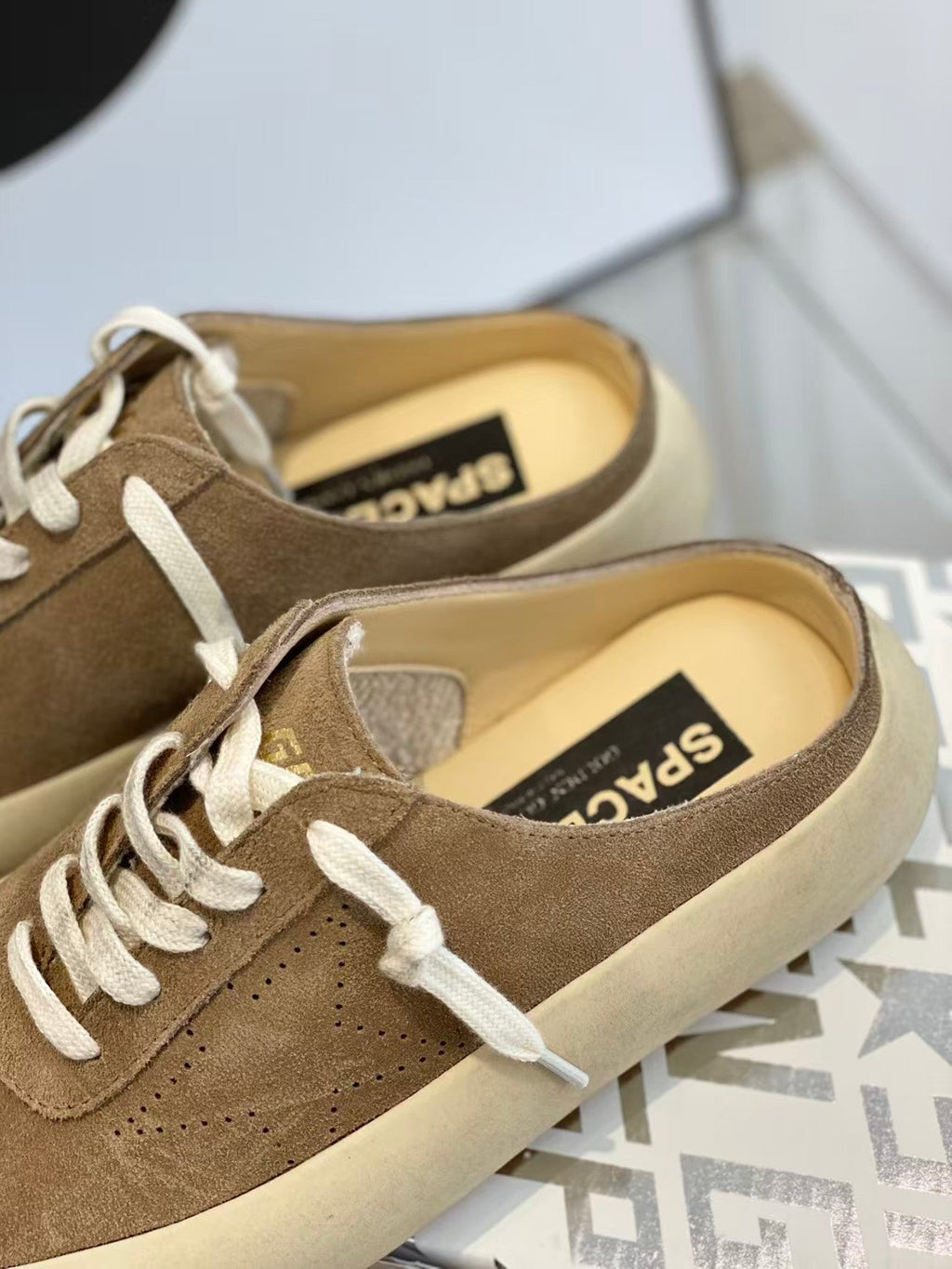 Golden Goose Space-Star Sabot Loafers Tobacco Suede