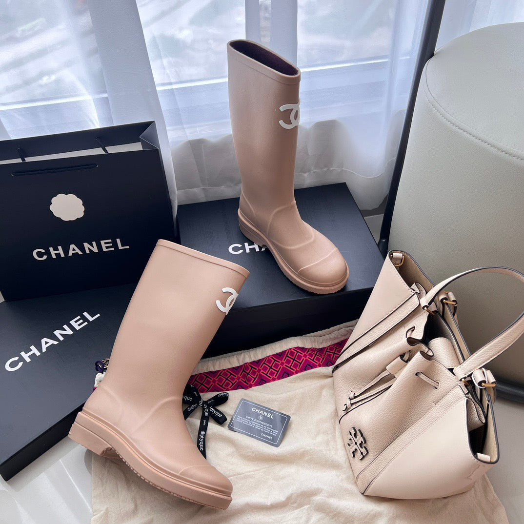CC RAIN BOOTS BEIGE TPU MID - TOP WITH WHITE LOGO