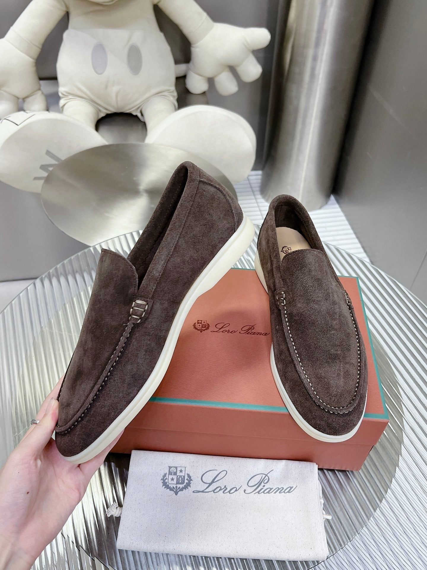 Loro Piana Suede Summer Walk Loafers Brown