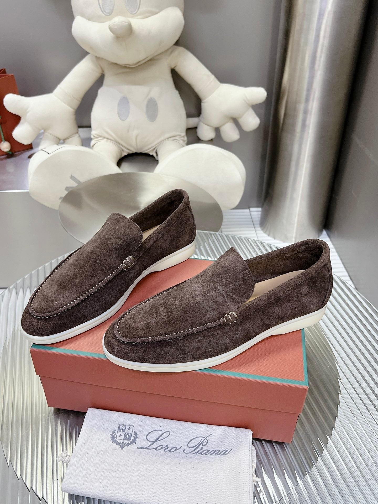 Loro Piana Suede Summer Walk Loafers Brown