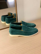 Loro Piana Suede Summer Walk Loafers Dark Green
