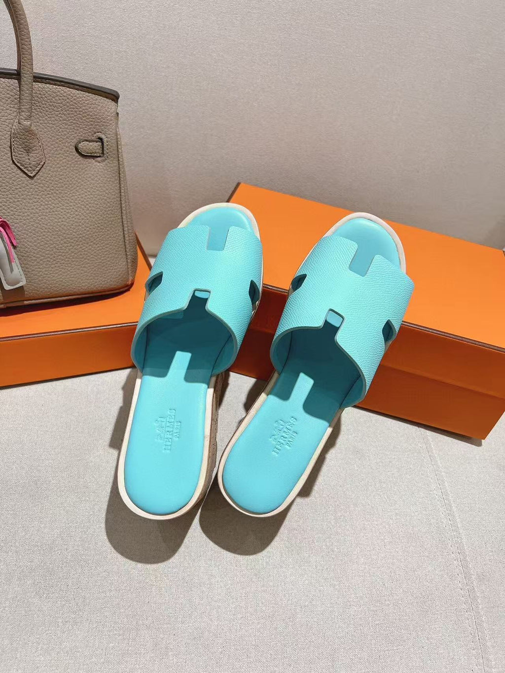 EZE 65 SANDAL MINT BLUE CALFSKIN
