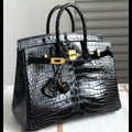 HM Birkin 35cm Black Glossy Crocodile Leather GHW