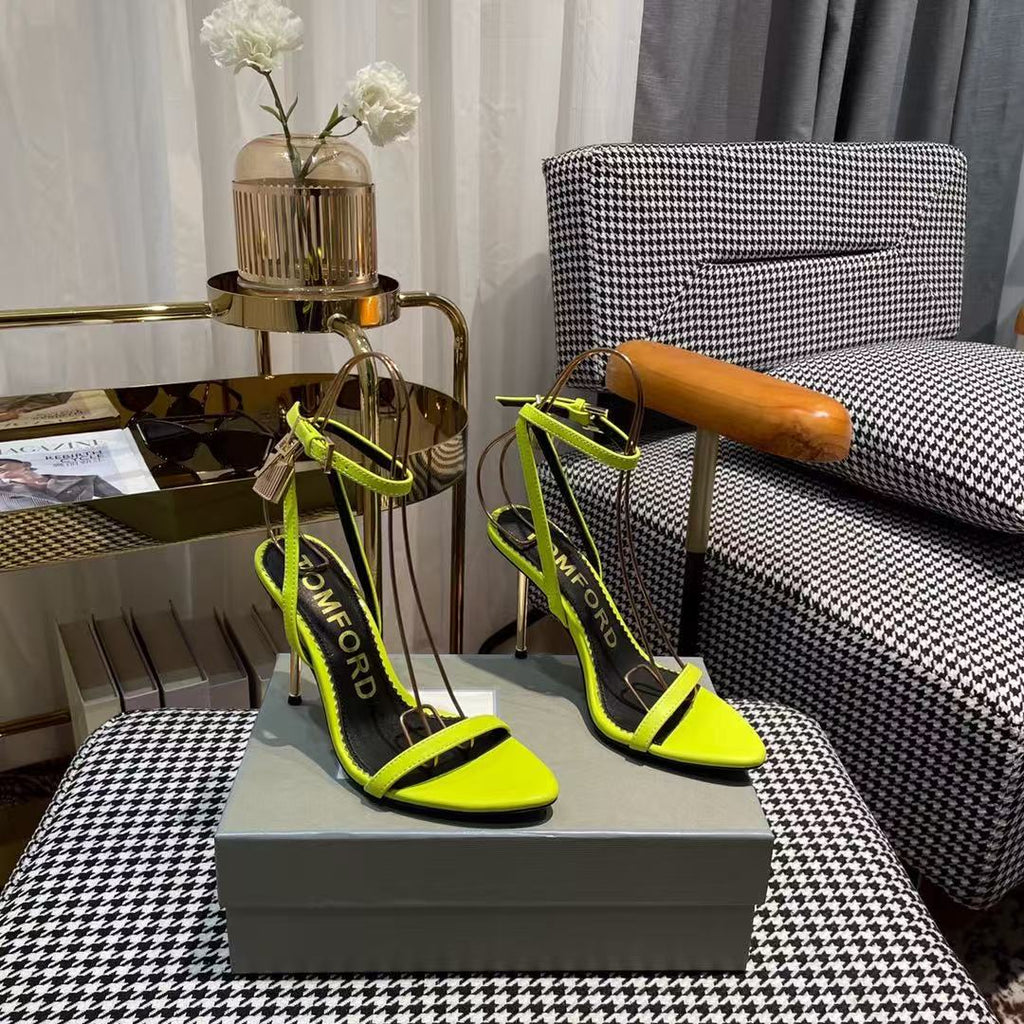 Tom Ford Sandal With Padlock 105mm Green In Silk