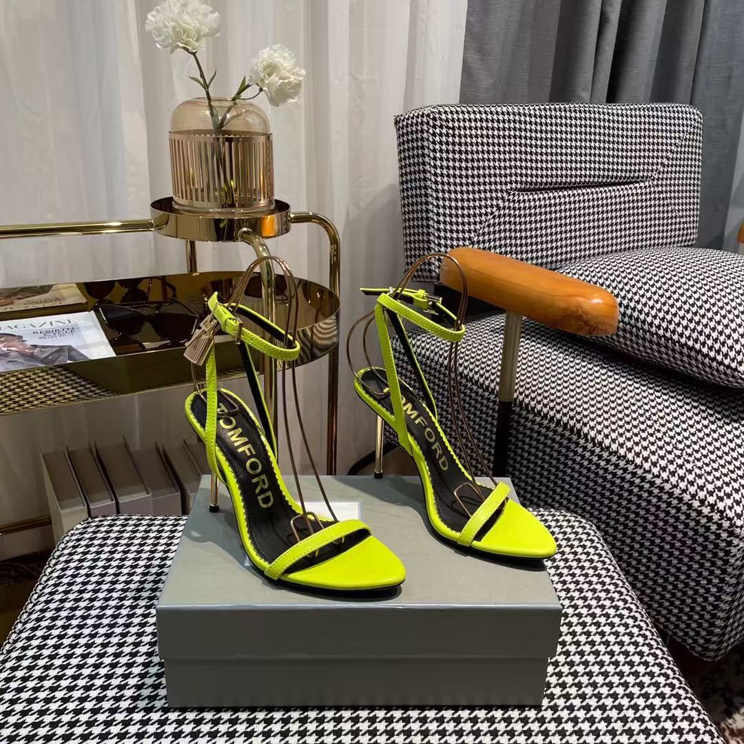 Tom Ford Sandal With Padlock 105mm Green In Silk