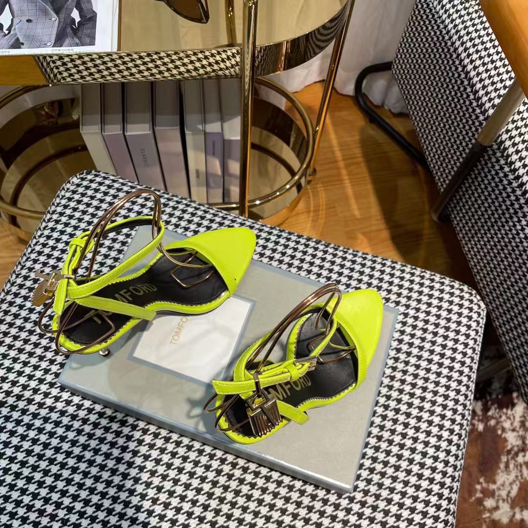Tom Ford Sandal With Padlock 105mm Green In Silk