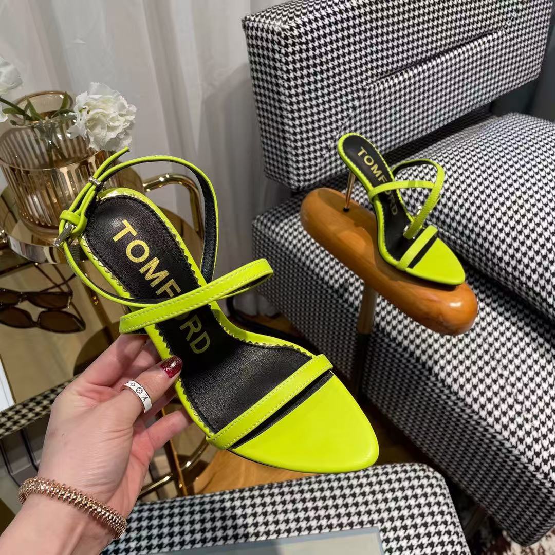 Tom Ford Sandal With Padlock 105mm Green In Silk