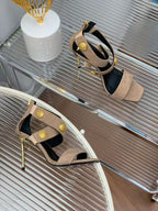 Balmain Crossover Strap Sandals 95mm Light Brown Suede