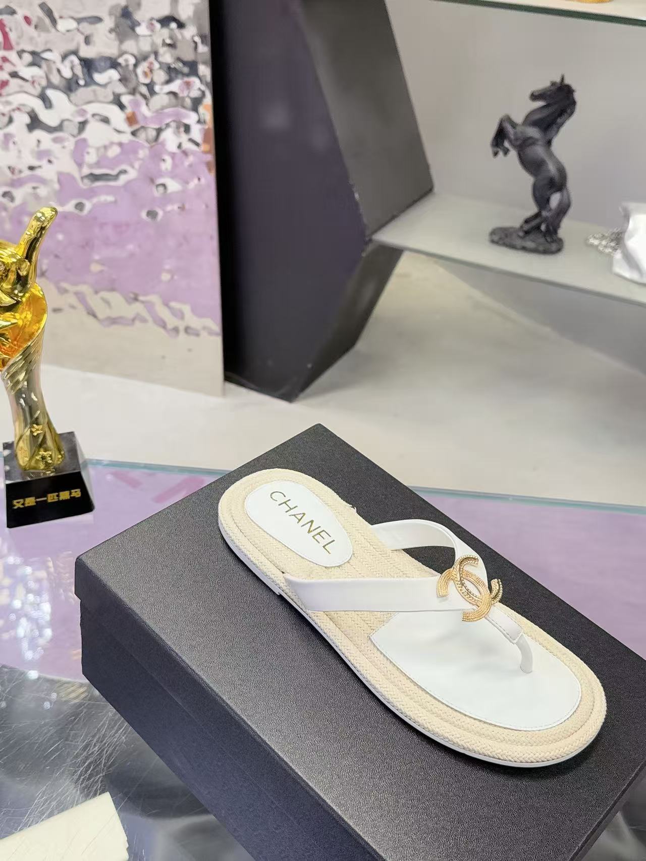 CC 2026 Thong Sandals White Sheepskin