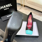 CC Spring-Summer 2026 Pump 9cm Mint Blue Black Patent Leather Sheepskin