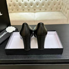 CC Spring-Summer 2026 Pump 9cm Mint Blue Black Patent Leather Sheepskin