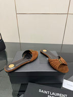 YSL Babylone Slides Coffee Brown Suede