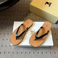 The Row City Flip Flops Black Brown Calfskin