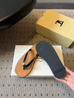 The Row City Flip Flops Black Brown Calfskin