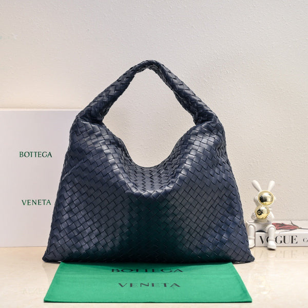 BV Large Intrecciato 54cm Hobo Bag Navy Blue Calfskin