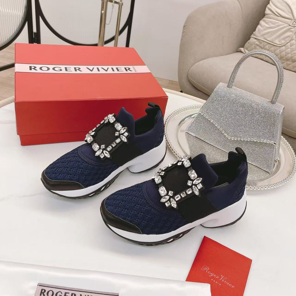 Viv Diamond Sneaker Navy Blue Breathable Mesh Fabric