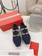 Viv Diamond Sneaker Navy Blue Breathable Mesh Fabric