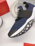 Viv Diamond Sneaker Navy Blue Breathable Mesh Fabric