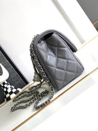 Chanel Mini Flap Bag 17cm Gray in Sheepskin