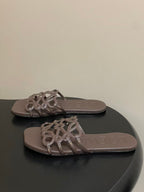 Loewe 25 Petal Anagram Slides Dark Brown Cowhide