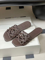 Loewe 25 Petal Anagram Slides Dark Brown Cowhide