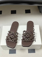 Loewe 25 Petal Anagram Slides Dark Brown Cowhide