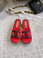 CC Logo Platform Sandals Lambskin 723735